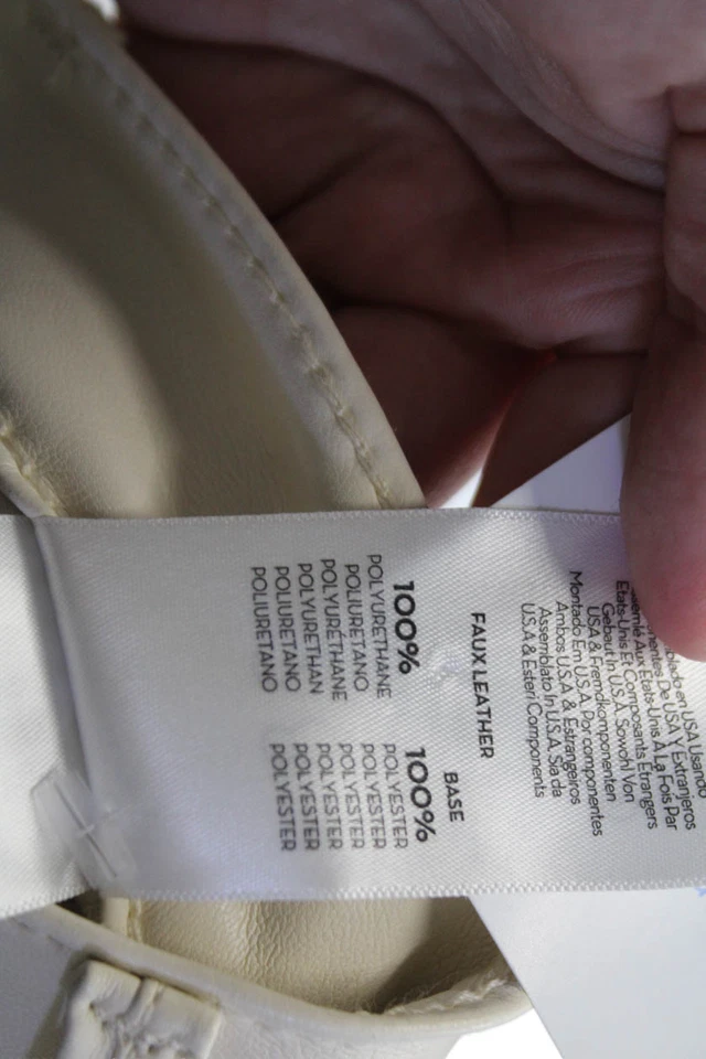 Pantalones informales madre mujer imitación cuero con bolsillos blancos lisos talla 28 Foto 4 de 4