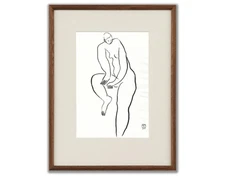 Sanyu Style Nude Female Chinese French ink drawing art deco Chang Yu 常玉 erotic