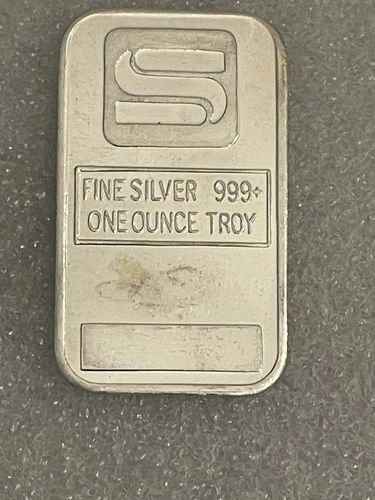 Rare Vintage Troy 1 Oz  Simmons /Refco Metals Fine Silver Bar  .999+  500 Minted