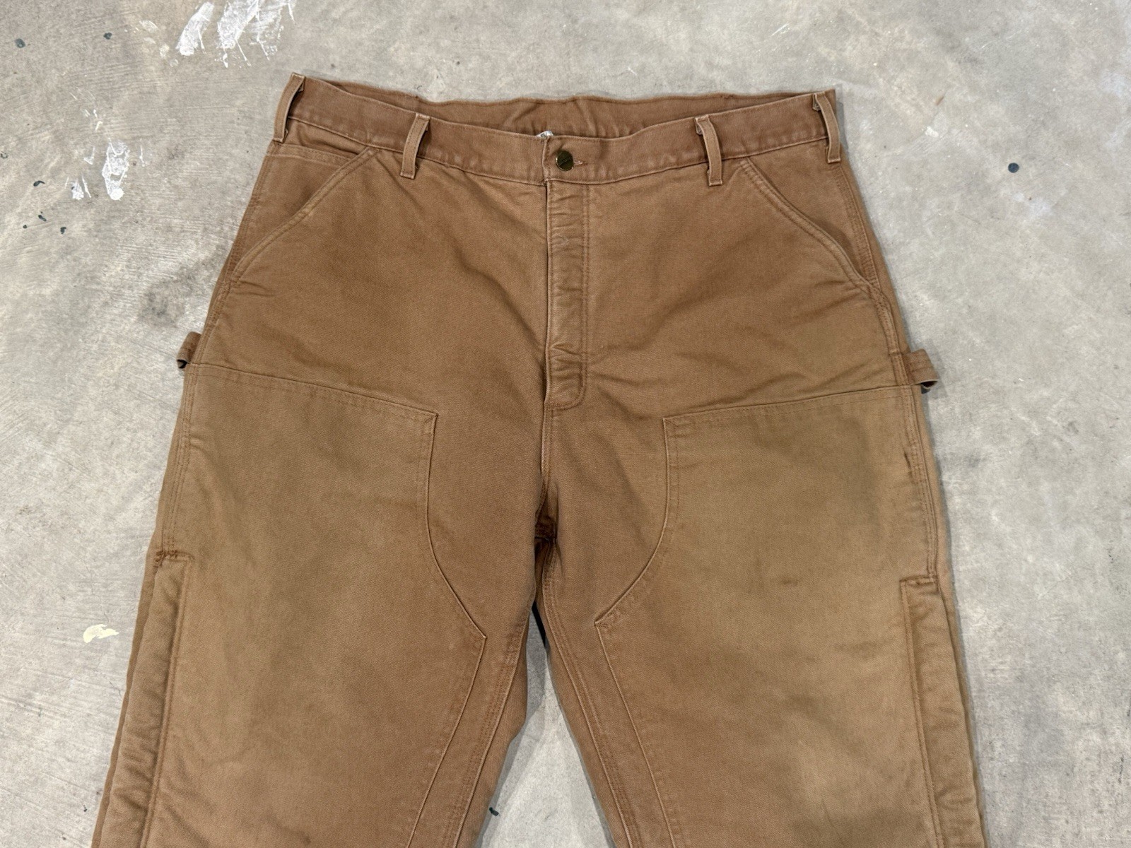 VTG Carhartt B157 BRN Fleece Lined Double Knee Front Work Pants 40x32 Brown Duck thumbnail 3
