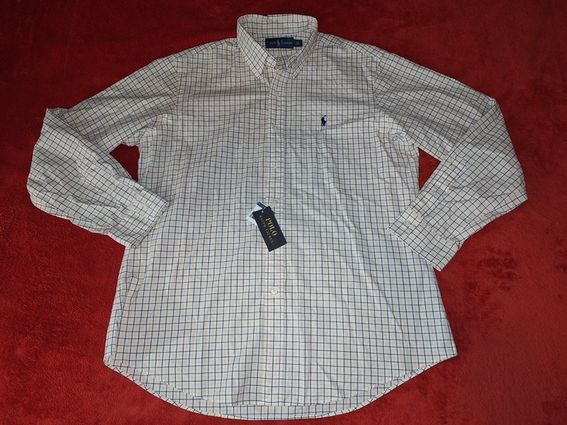 POLO RALPH LAUREN  MENS LARGE   YELOW & BLUE  PLAID  OXFORD   SHIRT  NEW W/ TAGS