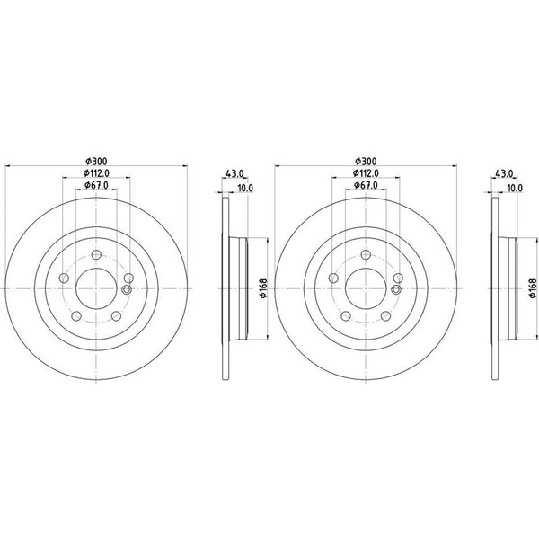 2X Hella Bremsscheiben 300Mm Hinten Passend FüR Mercedes SLC SLK 55775PRO-image