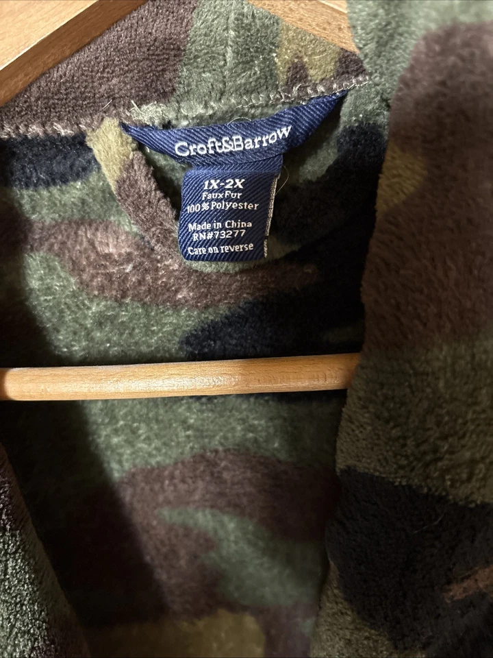 Croft & Barrow Campamento Exterior Camuflaje Cinturón Bata de Baño Bolsillos 1X-2X Foto 2 de 4