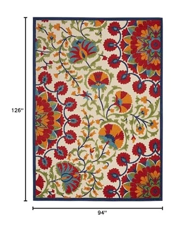 Contemporary Floral Red Multi Outdoor Rug 10X10 Durable Indoor Outdoor Area Rug - Image 2 of 4