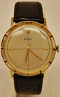 Vintage ROLEX 14k Yellow Gold Silver Tone Dial 34mm Manual Wind Mens Watch 12816