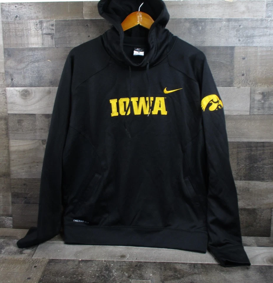 Iowa Hawkeyes Sudadera con Capucha Para Hombres XL Negra NCAA Fútbol Calce Térmico Nike Foto 2 de 4