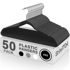 Plastic Hangers 50 Pack, Heavy Duty Plastic Hangers for Clothes - Non-Velvet ...