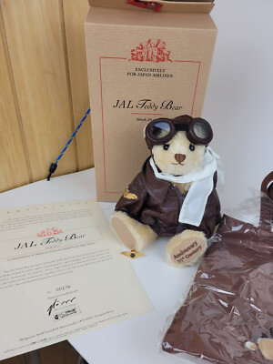 Steiff  JAL Japan Air Line Pilot mit Tasche Pin 2001 Limitiert OVP  Unbespielt