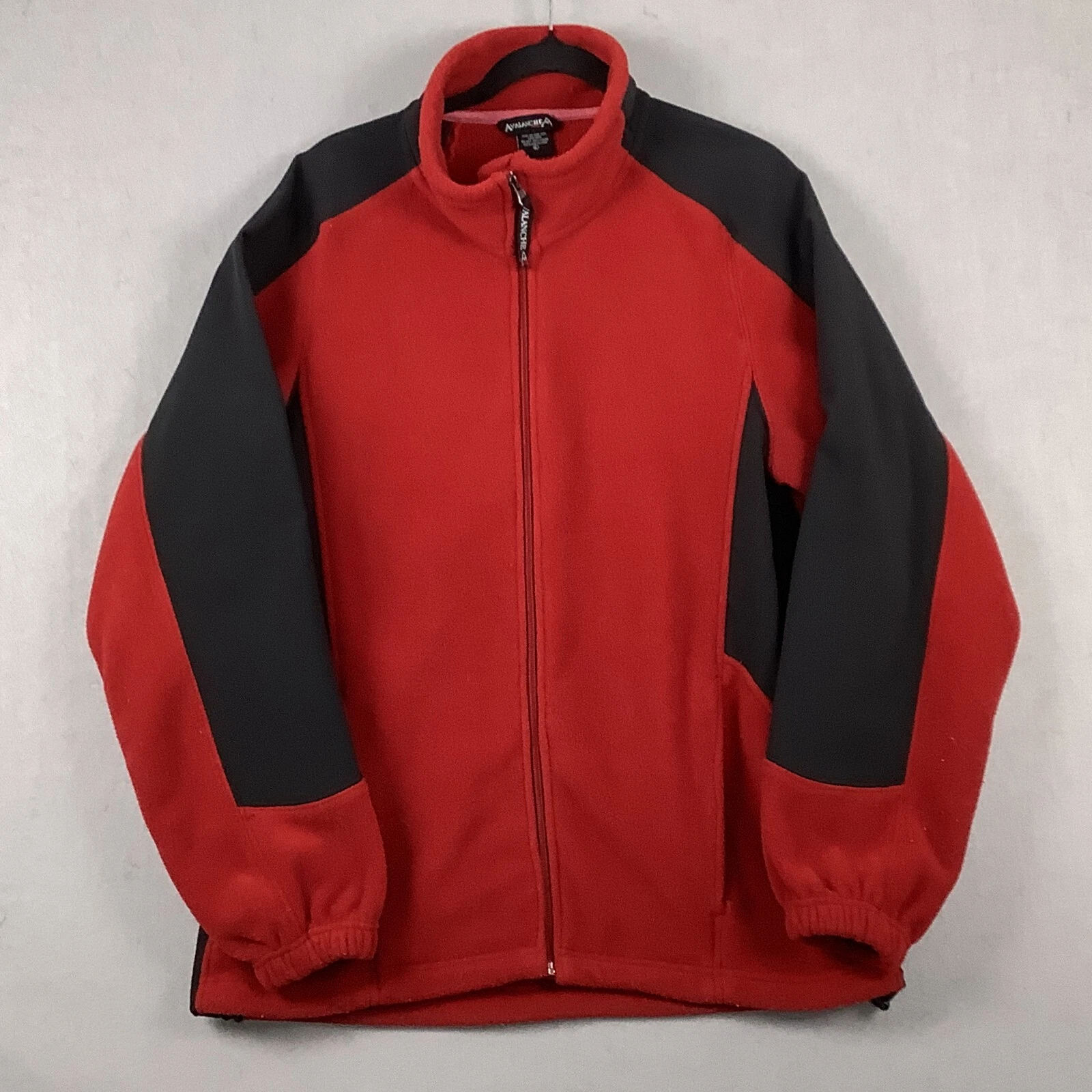 Avalanche Jacket Men L Red Black Soft Shell Fleece Full Zip High Neck Pockets
