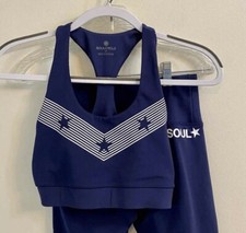 SoulCycle Sports Bra Small and Leggings XS Set Navy Blue White Stars Stripes