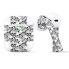 Skins Wraps compatible for Apple Airpods black n white skulls