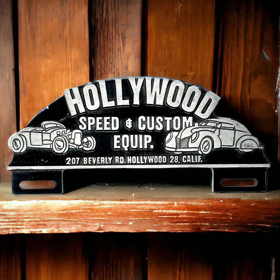 Hollywood Speed & Custom Equip. Placa de licença de carro FOB topper com design vintage - Imagem 2 de 4