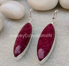Sterling Silver Earrings Natural Red Rubye Earrings Handmade Women Jewelry B218