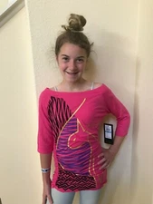 Baby Phat Off Shoulder Top tell Pink Fuchsia Gold Blue Black Ruched Cat Kitten