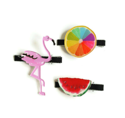 Neuheit Retro Krokodil Krokodil Haarspangen Flamingo Wassermelone und Zitrusfrüchte