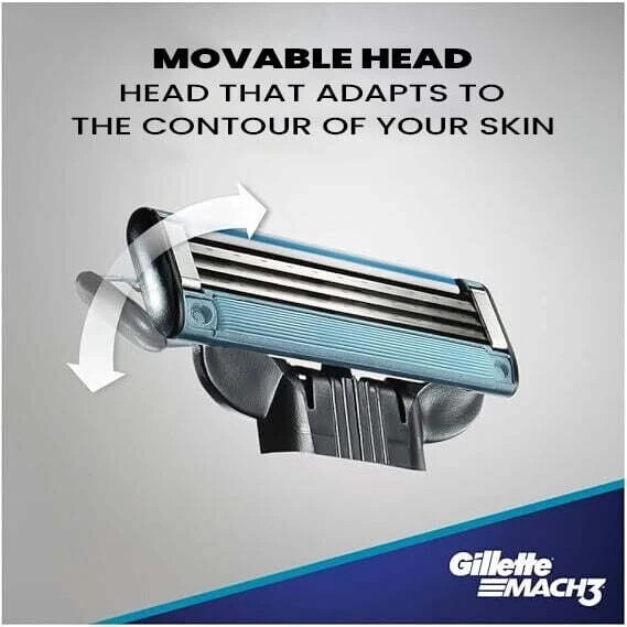 GilletteMach3 Razor for Men with Aqua Grip, 1 Razor Handle + 1 Blade Refill