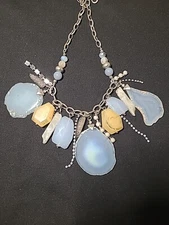 vintage CHICO'S,  Smokey Blue Agete,  Acrilic Accents,rienstones 