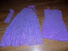Child Size Large Weissman Lilac Purple Dance Costume Unitard Dress  Hair Tie