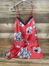 Secret Treasures Peach Floral Satin Women  s L 12/14 Slip Dress Lace Night Gown