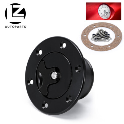 Aircraft Style Fuel Filler Neck Pop-Up Gas Tank Cap w/ 6 Hole Flush Mount Black