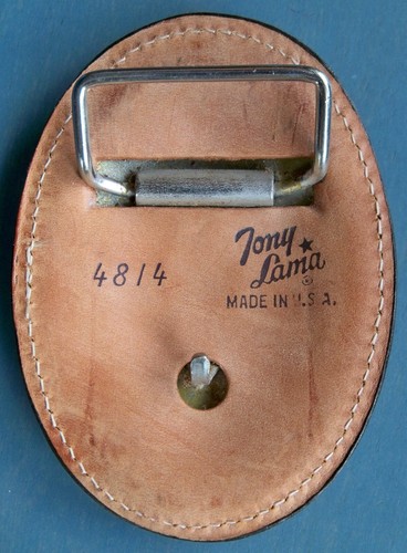 TONY LAMA STITCHED LEATHER HORSE BELT BUCKLE #4814 MINT VINTAGE 1970'S - Picture 3 of 5