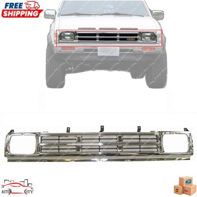 #ad New Grille Chrome And Silver Plastic For 1990 1991 1992 Nissan D21 Pickup Truck $138.42