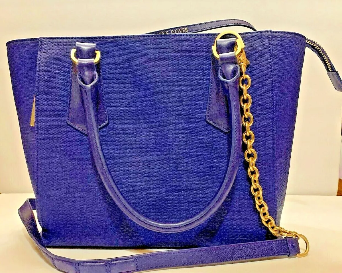 Dagne Dover Signature Classic Blue Tote EUC! w/laptop sleeve removable  strap