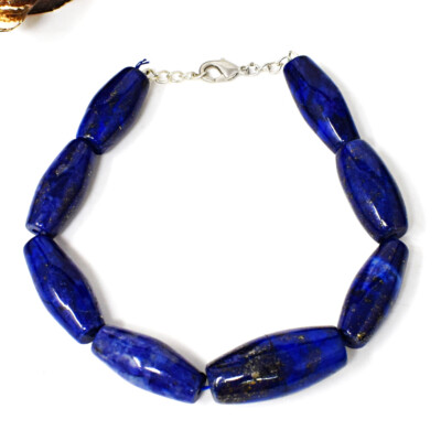 230,00 kt natürliches 8 Zoll langes blaues Lapislazuli Perlen Armband NK-43E208