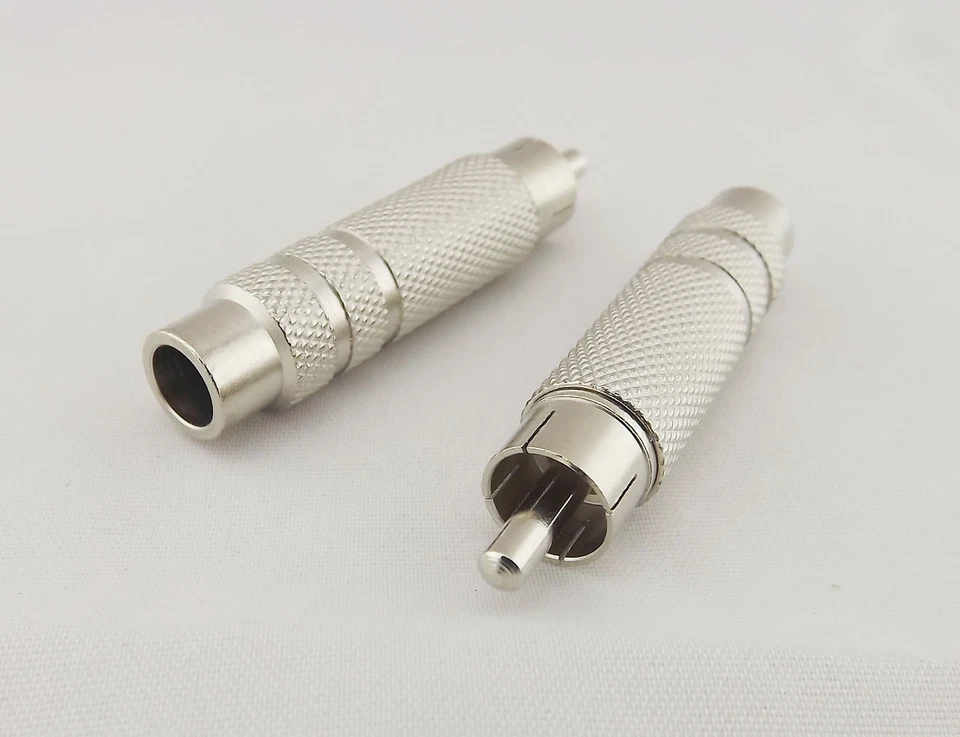 1x Phono RCA Male To Audio AV 6.35mm 1/4" Stereo Female Adapter Converter Nickel - Image 4 of 4