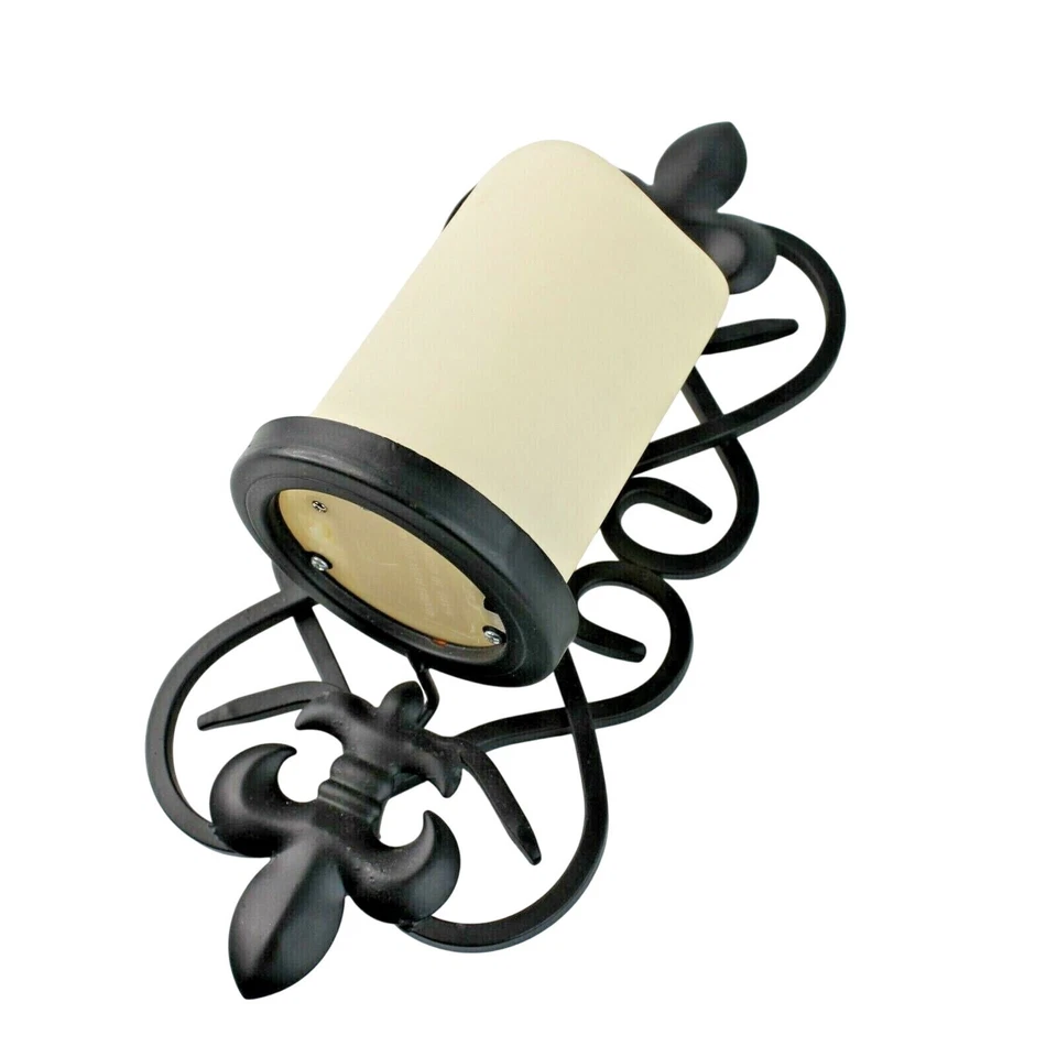 Aplique de pared Fleur De Lis 12" hierro forjado temporizador a batería vela sintética Foto 2 de 4