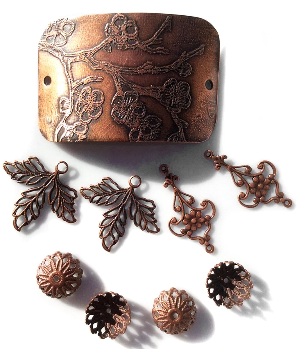Lot Assorted Antique Copper Jewelry Findings Bracelet Earring
