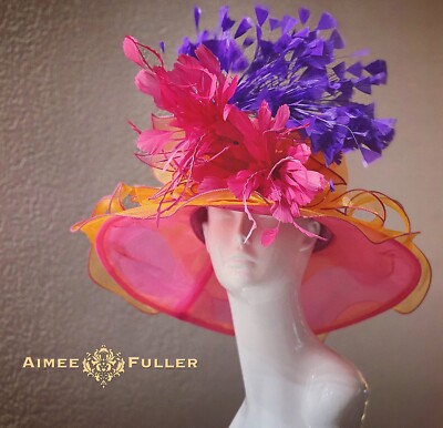 Purple and orange fascinator - perfect for the Kentucky derby! Purple and Orange Kentucky derby hat for woman|Wedding hats  main image 3