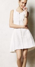 Anthropologie Leifsdottir High Tea Zip Front Dress Size 8 NWT 228.00 White