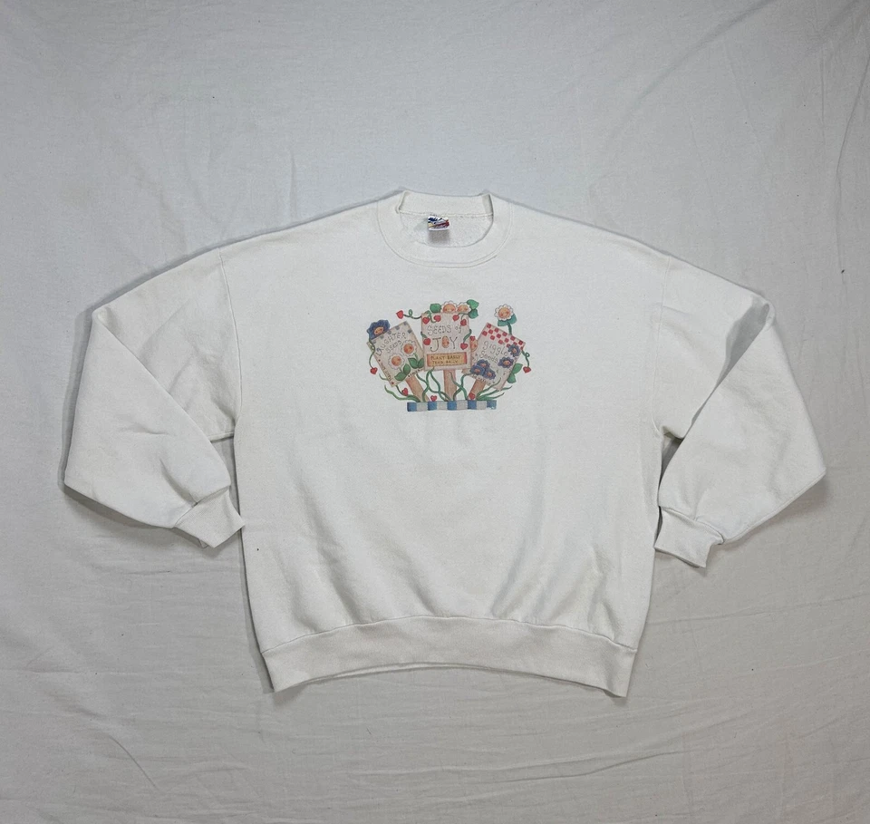 VTG Jerzees Womens 90s Floral Garden Granny Crewneck SweatShirt Sz XL Made USA - Image 2 of 4