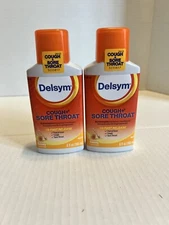 2 Pack🔥Delsym Cough + Sore Throat Liquid Honey Flavor - 6 oz Exp 11/2025