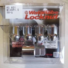 RS Watanabe wheel lock nut M12-P1.5 silver (chrome) 4 pieces + adapter key New