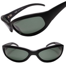 Deadstock Wraparound Sport Style Matte Black Sunglasses Contoured Frame