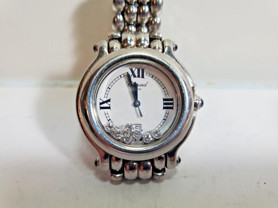 Reloj Chopard Happy Sport 7 Diamante Flotante Acero Inoxidable 32mm, Caja Original  Foto 2 de 4