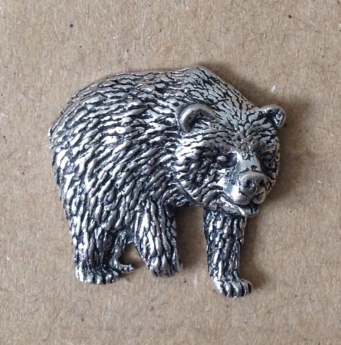 Bear Silver Pewter Pin Badge - Great Detail And Quality - Photo 1/1