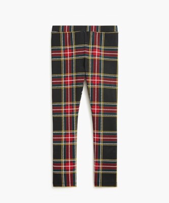 Crewcuts Girls Plaid Ankle Length Leggings, 8, Black/ Red