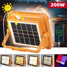 200W Solar Rechargeable Work Light Portable Flood Light with Stand and 5 Modes