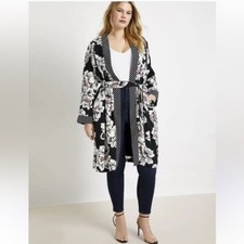 Eloquii Mixed Black And White Print Duster Kimono Robes Women’s Boho Size 14/16