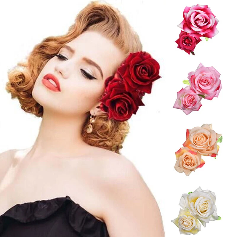Rose Flower Bridal Hair Clip Hairpin Brooch Wedding Bride Party Accessorie Women - Image 3 of 4
