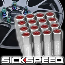 SICKSPEED 16 PC POLISHED/RED CAPPED ALUMINUM 60MM EXTENDED LUG NUTS 1/2x20 N30