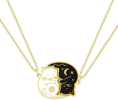 Cat Matching Necklaces Best Friend Necklaces Heart Yin Yang Friendship Necklace