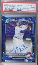 2025 Bowman Draft JoJo Parker 1st Blue Wave Auto /150 PSA 9 Blue Jays