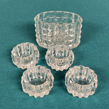 Set of 5 Vintage Clear Glass Diamond Pattern ...