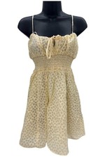 Urban Outfitters Women's Riley Smocked Waist Mini Dress Cream