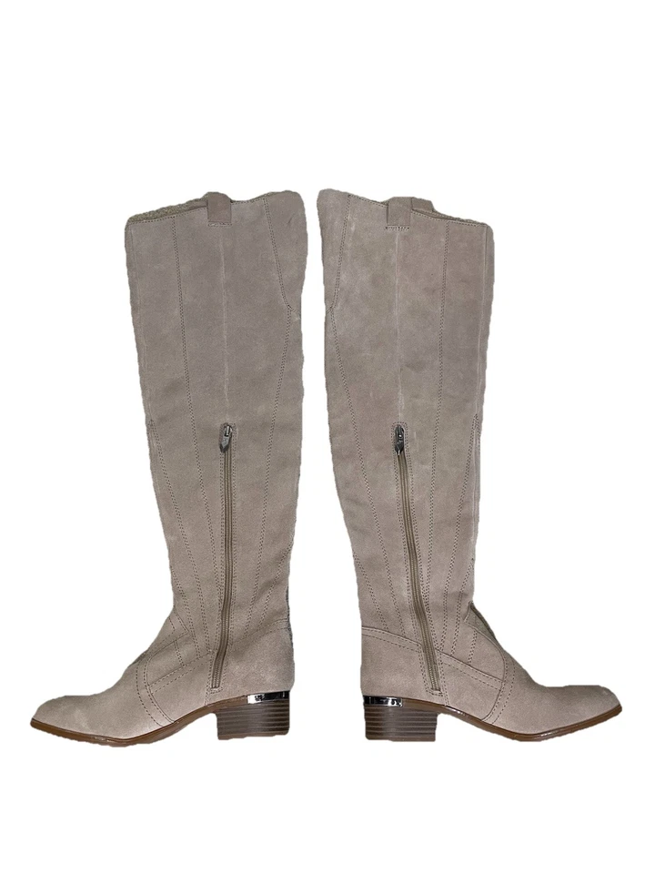 Fergie ROMANCE Botas Taupe Arena Gamuza Sobre la Rodilla OTK Botas Altas Talla 7M Foto 3 de 4