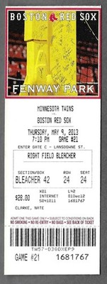 2013 Boston Red Sox vs Minnesota Twins May 9 ticket stub